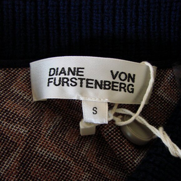 DVF Diane Von Furstenberg Mini Dress Milena Zig Zag Camel Knit Small NEW NWT - Picture 6 of 16